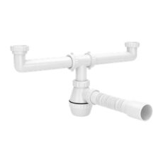 Sifon Doble Plastico Blanco Premium