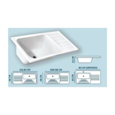 Pileta Fibra C/Mesada Derecha P/ Griferia (80X60) - CFN Sanitarios